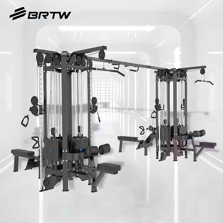 Commercial 8-station multi gym for full-body strength training with high user capacity